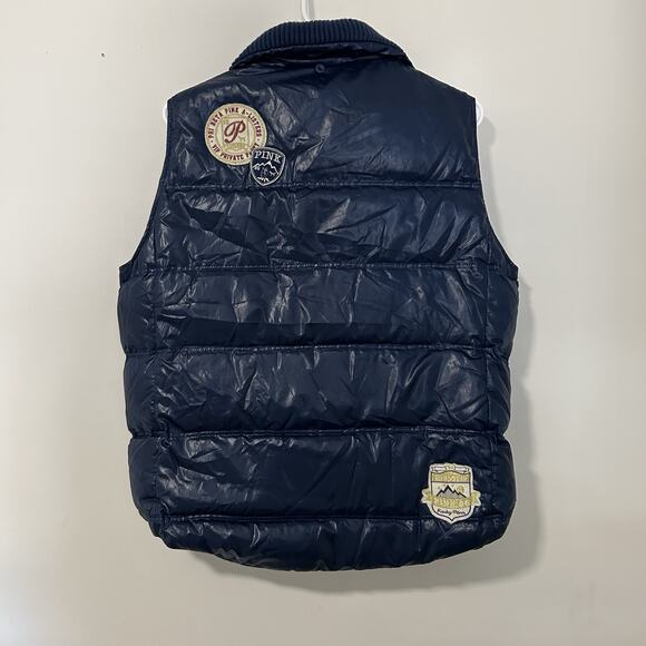 Victoria Secret Pink Puffer Vest Large Trustees Of The University Navy Blue Y2K - Picture 8 of 10